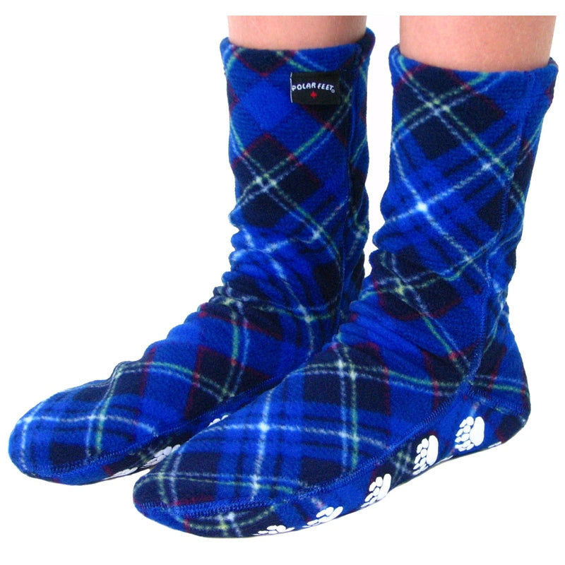 Kids' Nonskid Fleece Socks - Blue Argyle