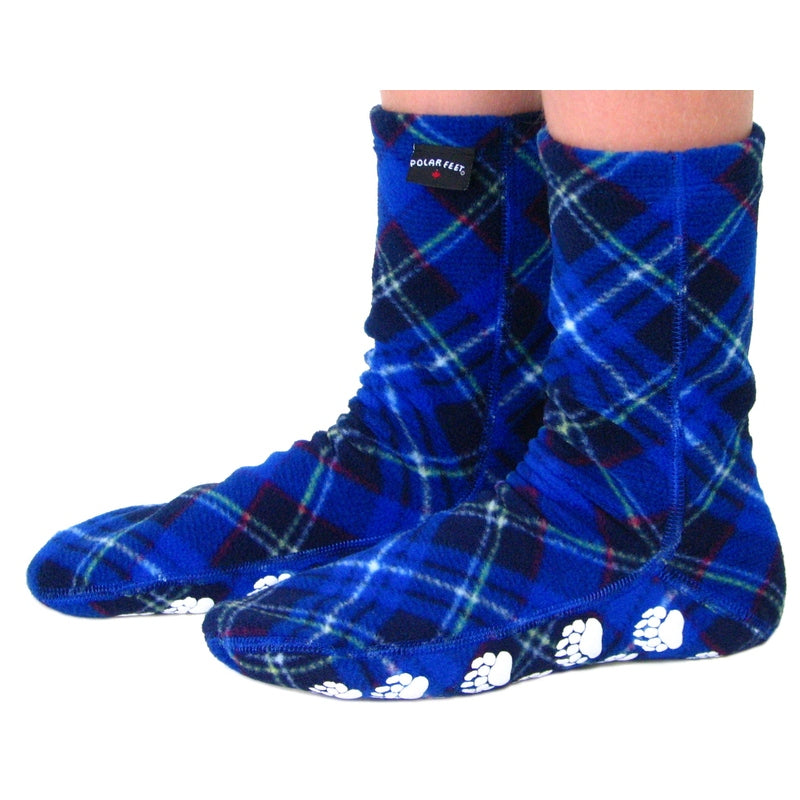 Kids' Nonskid Fleece Socks - Blue Argyle