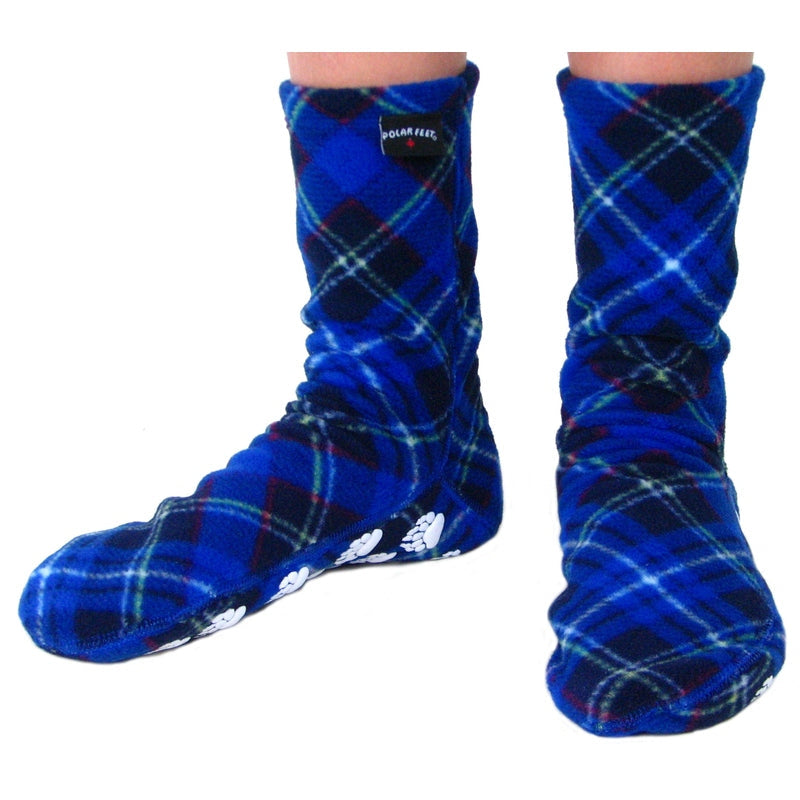 Kids' Nonskid Fleece Socks - Blue Argyle