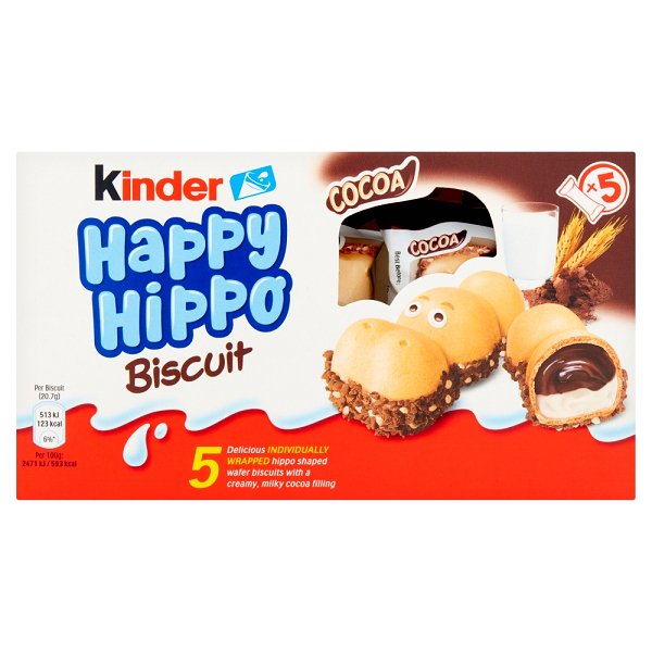 Kinder Happy Hippo Crispy Hippo Cookies with Cocoa Cream Filling, 103.5g