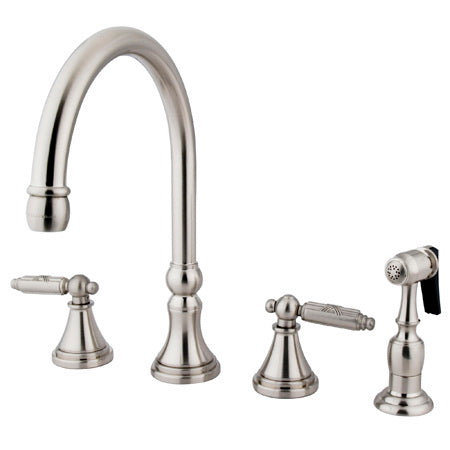Kingston Brass GS2798GLBS Gourmetier Two Handle Kitchen Faucet- Satin