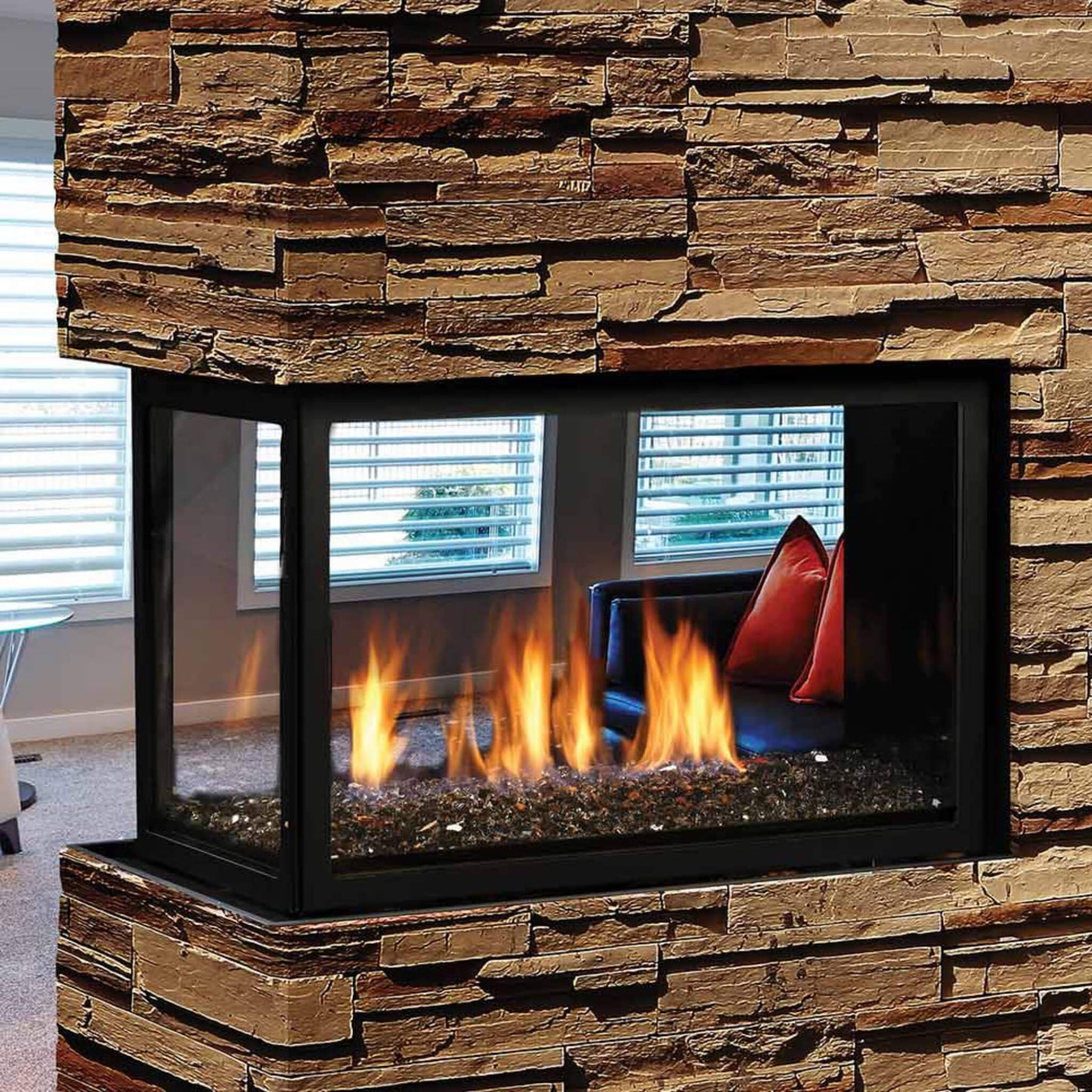Kingsman Atrium 42" Clean View Peninsula Direct Vent Gas Fireplace (SAK30489)
