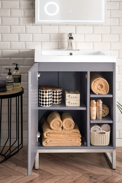 Alicante 24" Single Vanity with White Glossy Composite Stone Top
