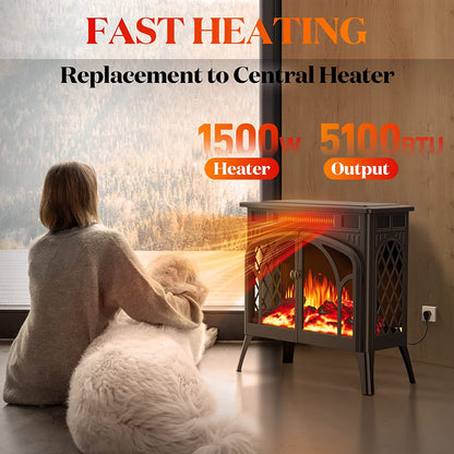25 Inches 3D Infrared  Free Standing Electric Fireplace Stove S230B