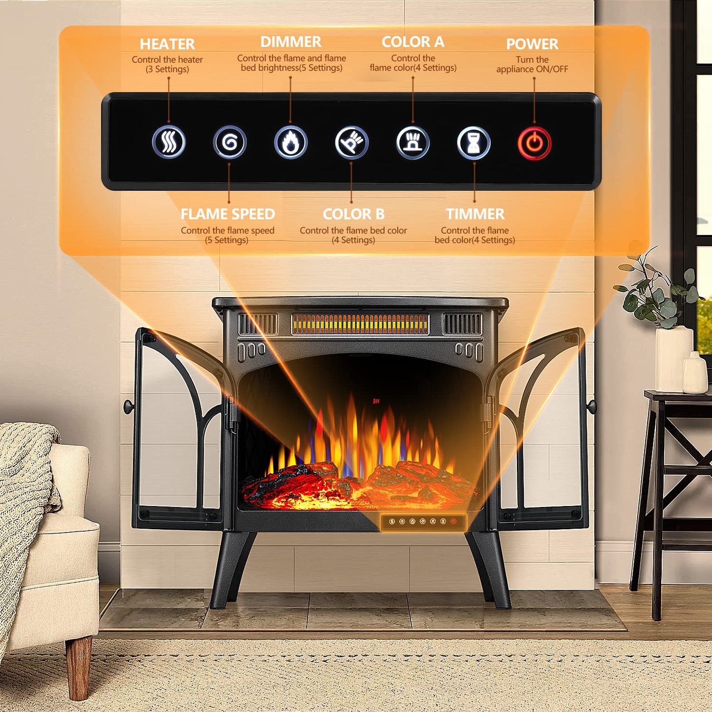 25 Inches 3D Infrared  Free Standing Electric Fireplace Stove S230B
