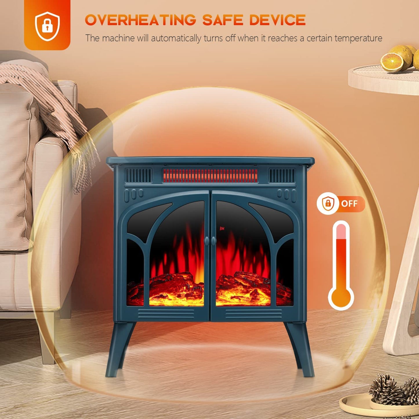 25 Inches 3D Infrared  Free Standing Electric Fireplace Stove S230B