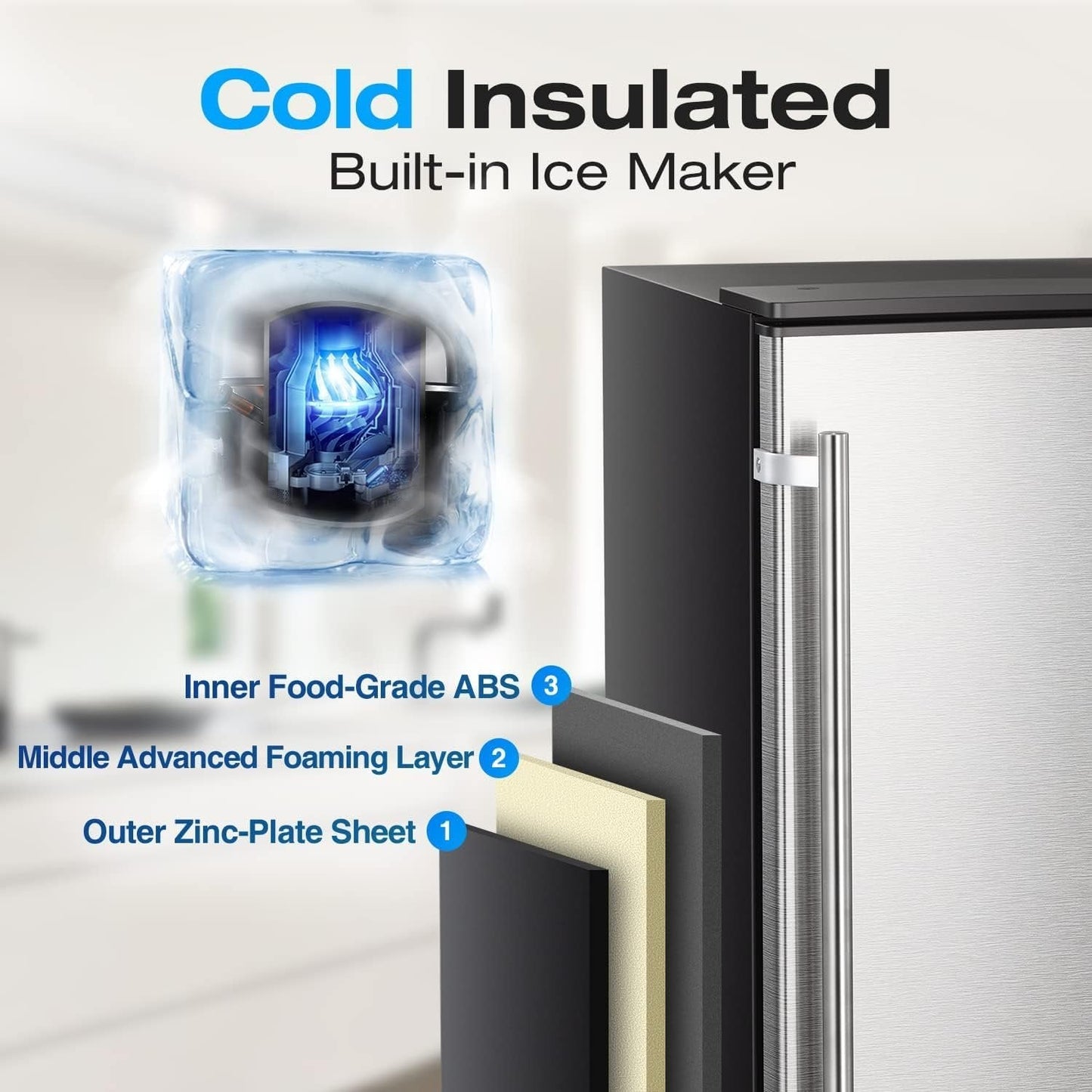 Kismile Commercial Built-in Ice Maker Machine,80Lbs/Day,Under Counter Ice Cube Maker with 24H Timer,Reversible Door,Built-in Freestanding Ice Maker for Home & Office(Silver)