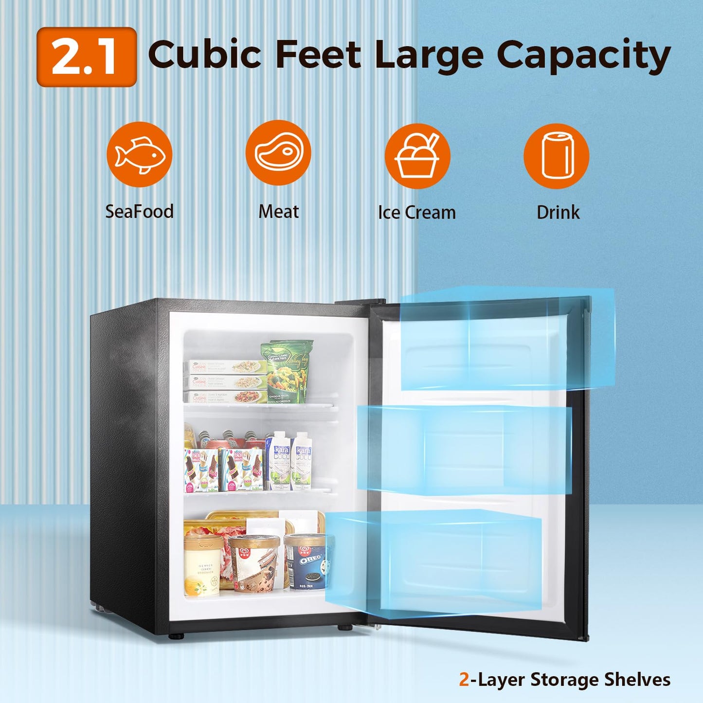 Kismile Upright Freezer,3.0 Cu.ft Mini Freezer with Reversible Single Door