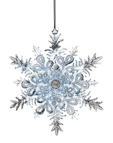 Blue / Clear Snowflake Ornament -