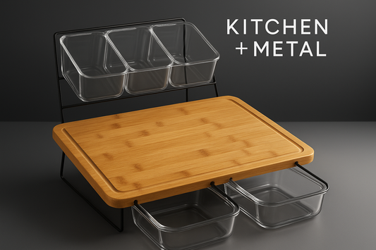 Kitchen + Metal Bamboo Meal Prep System