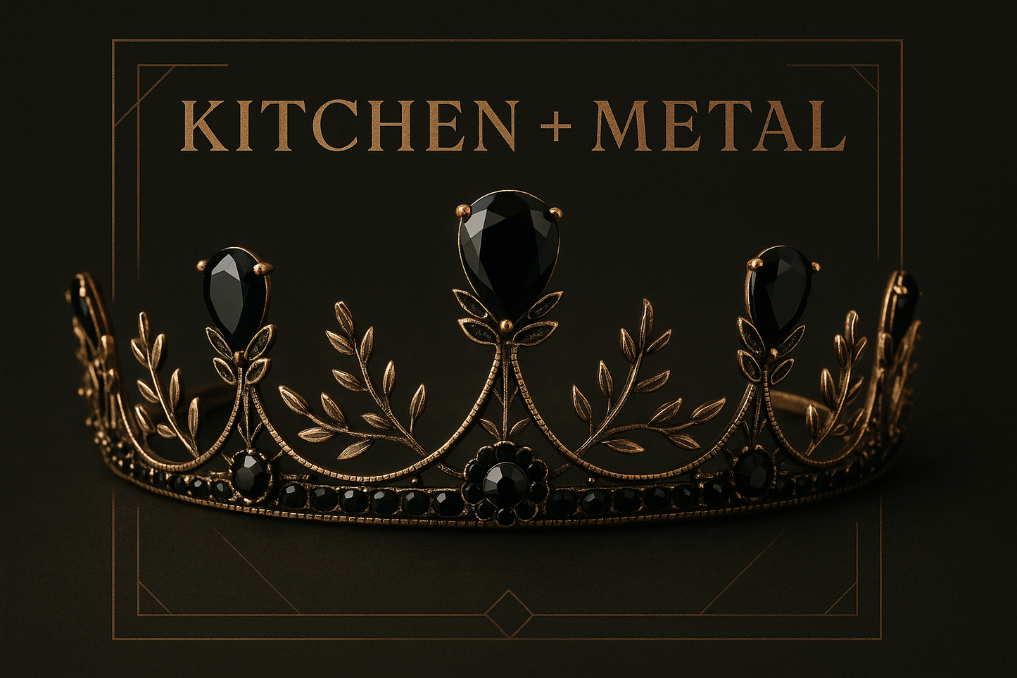 Kitchen + Metal black and gold tiara graphic