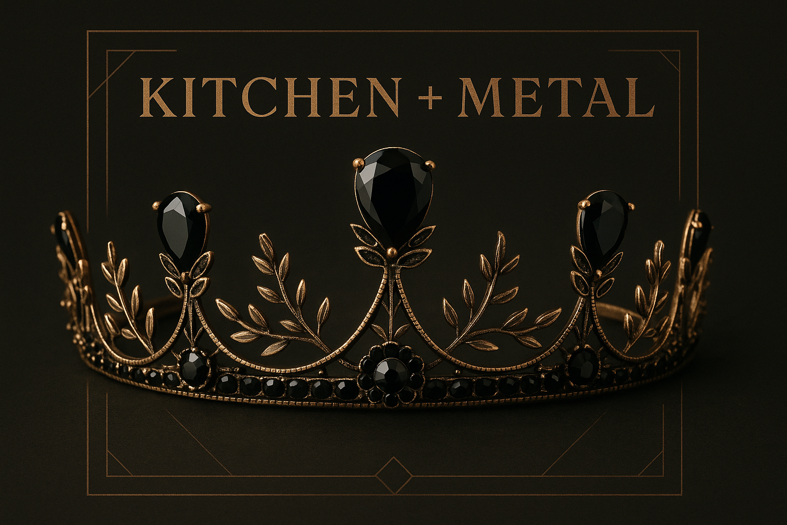 Kitchen + Metal black and gold tiara graphic