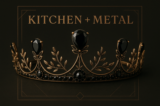 Kitchen + Metal black and gold tiara graphic