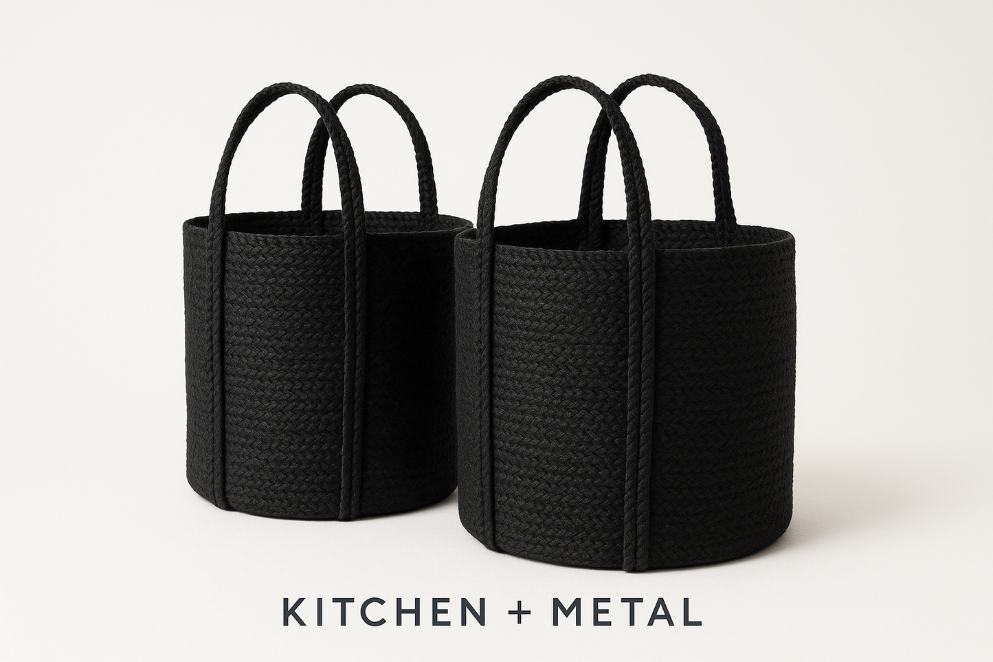 Kitchen + Metal Black Woven Storage Baskets - Checkout Page