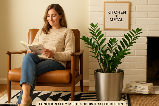 Kitchen + Metal branded home lifestyle scene with metal planter
