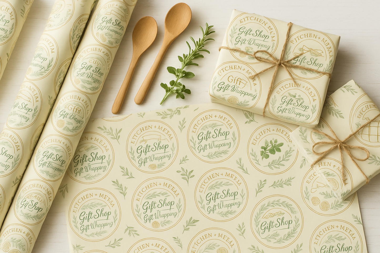 Kitchen + Metal Circular Badge Wrapping Paper Product