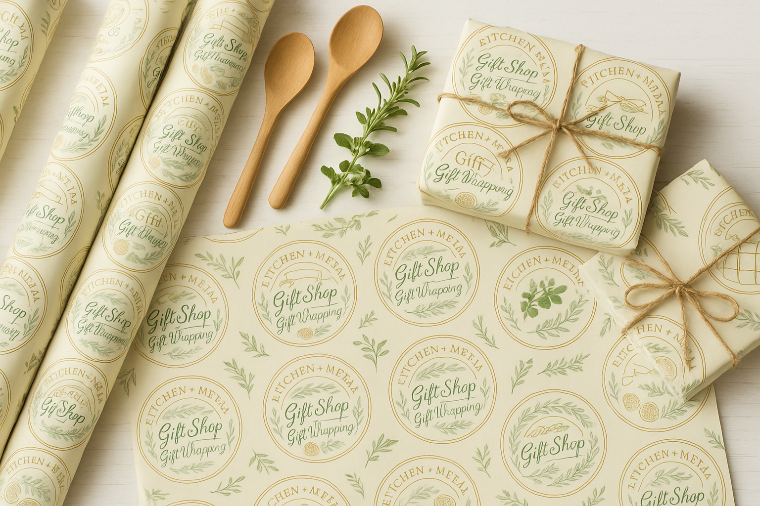 Kitchen + Metal Circular Badge Wrapping Paper Product
