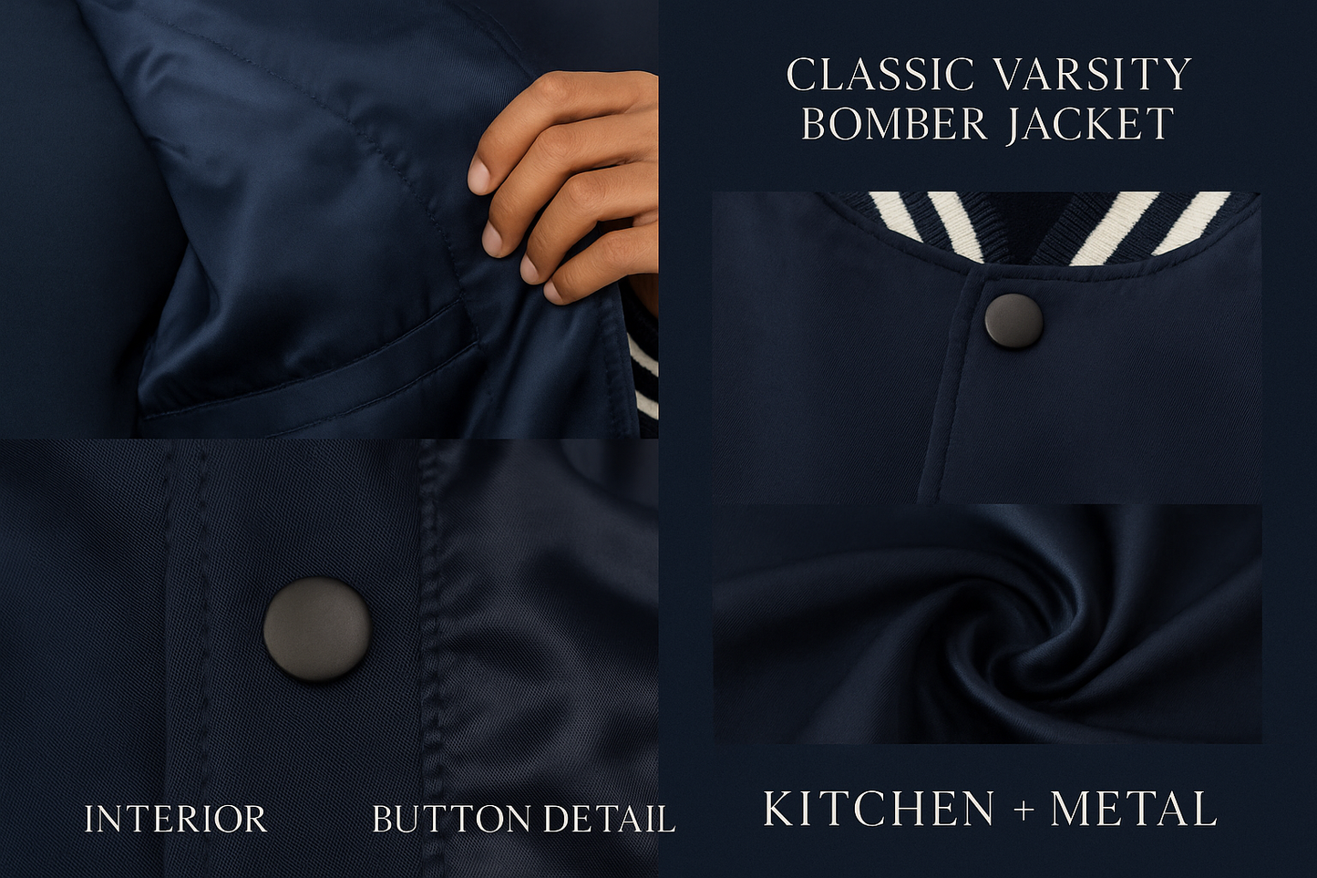 Kitchen + Metal Classic Varsity Bomber Jacket Detail Graphic