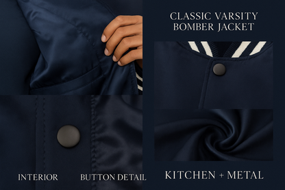 Kitchen + Metal Classic Varsity Bomber Jacket Detail Graphic