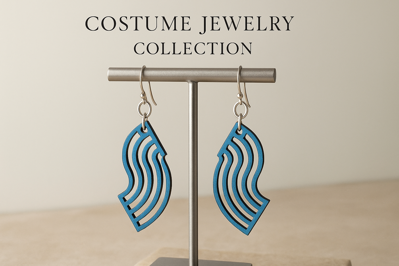 Kitchen + Metal Costume Jewelry Collection - Blue Geometric Earrings
