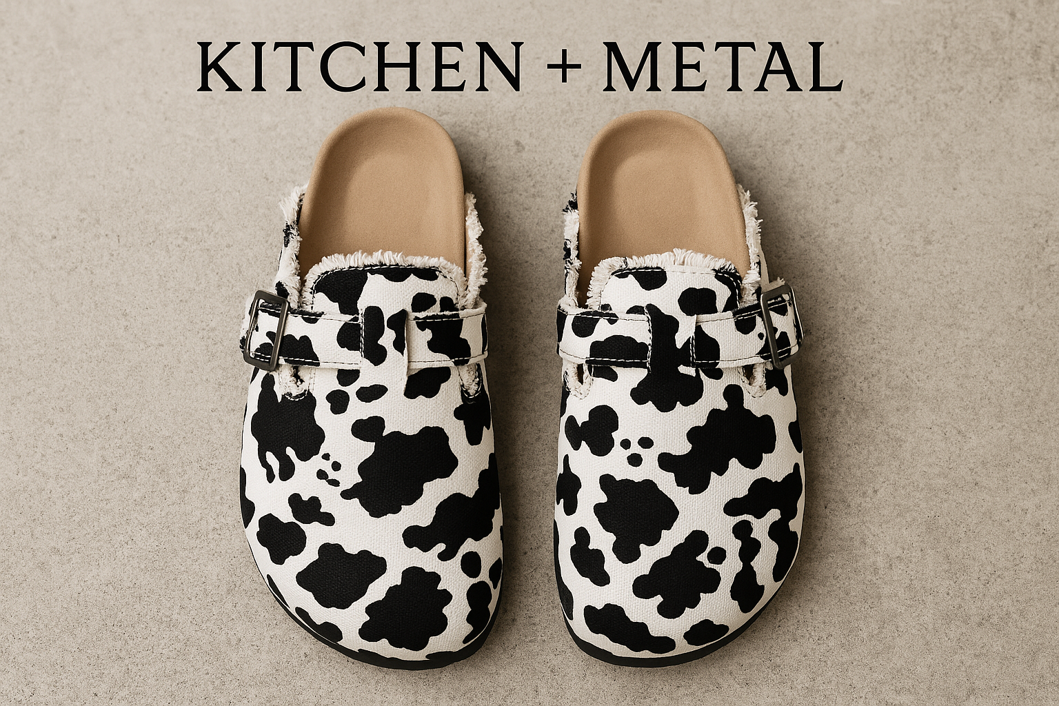 Kitchen + Metal Cow Print Shoes - 300 DPI