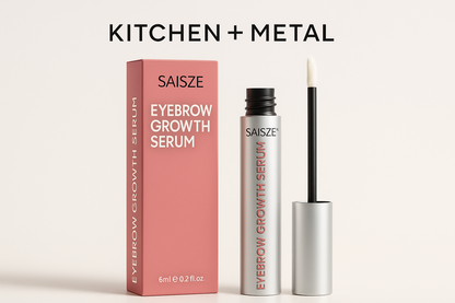 Saisze eyebrow growth serum with packaging on a white background