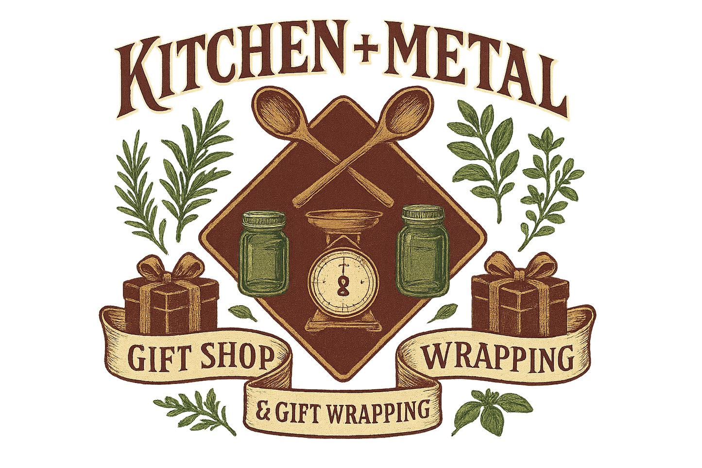 Kitchen + Metal Wrapping Paper: Vintage Crest