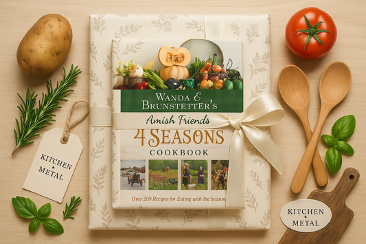 Kitchen + Metal Gift Wrapped Amish Friends 4 Seasons Cookbook