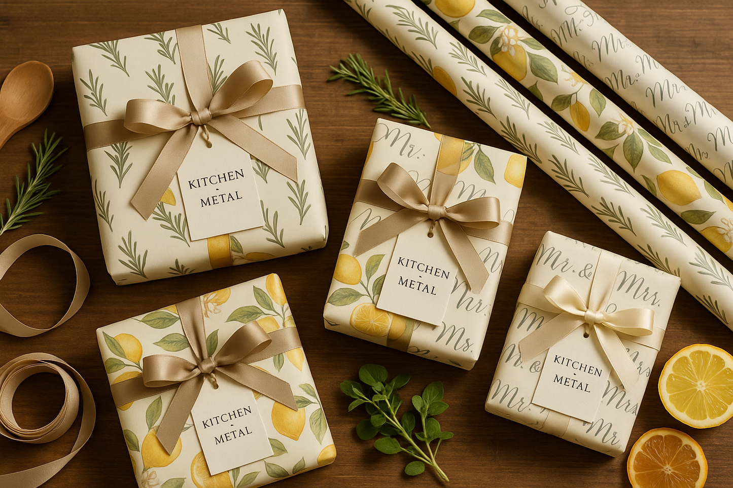 Kitchen + Metal Gift Wrapping Station Design