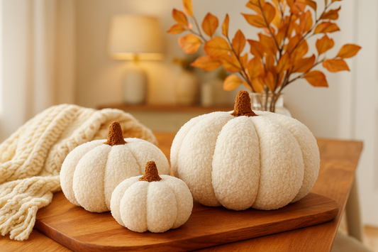 Kitchen + Metal Happy White Pumpkins Lifestyle Image