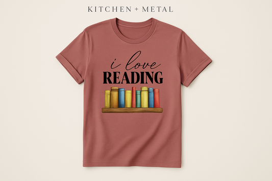 Kitchen + Metal "I Love Reading" T-Shirt Marketing Graphic