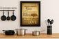Kitchen + Metal lifestyle image featuring "We Do 1" Black Framed Print Wall Art in a premium kitchen setting