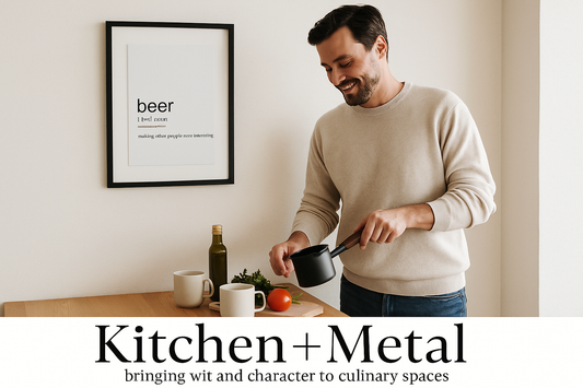 Kitchen + Metal lifestyle image with chef cooking at home