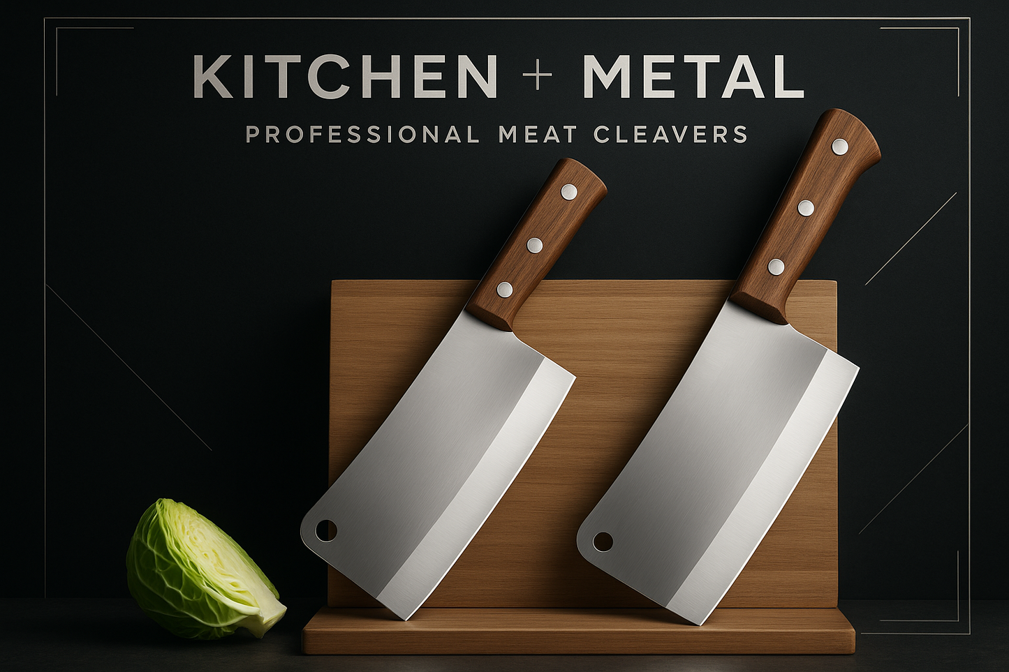 Kitchen + Metal meat cleavers graphic