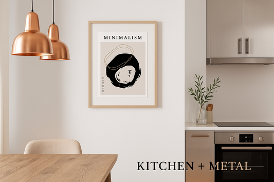 Kitchen + Metal Minimalism Art Print in Home Setting