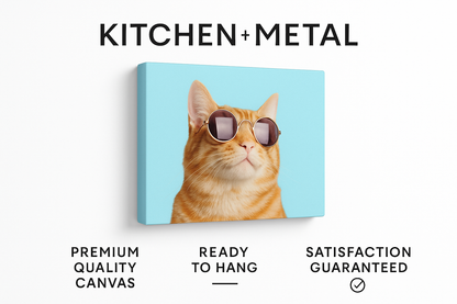Kitchen + Metal minimalist checkout page graphic for cat canvas art