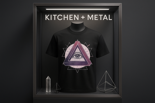 Kitchen + Metal Mystical Geometric T-Shirt Marketing Display