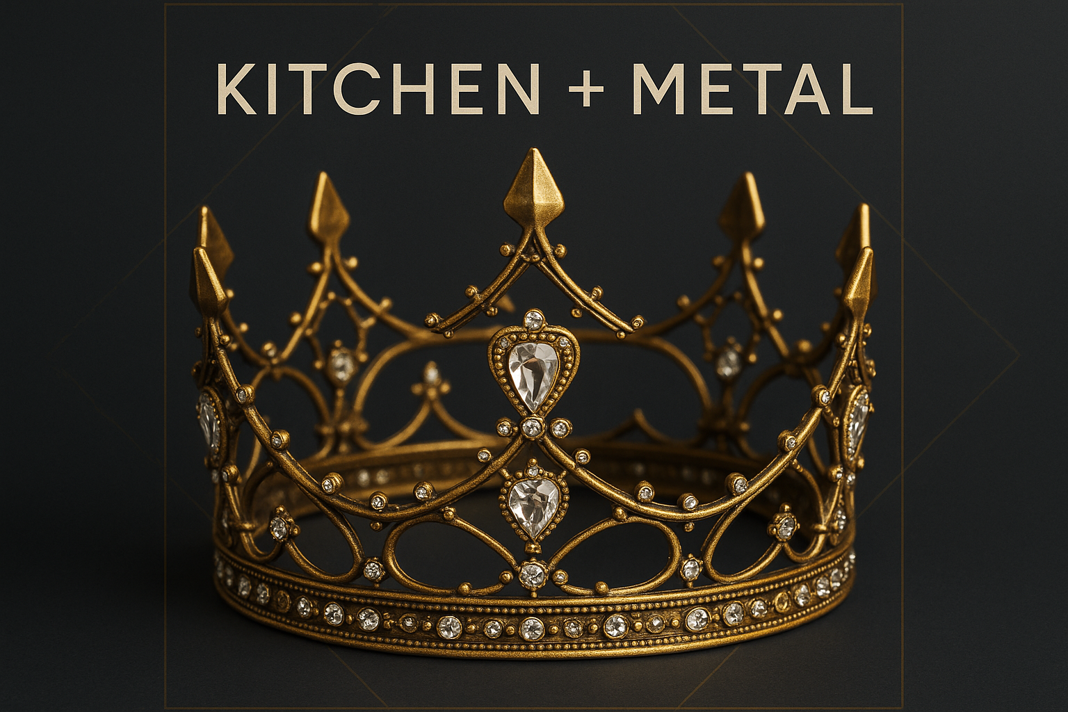 Kitchen + Metal ornate gold crown graphic