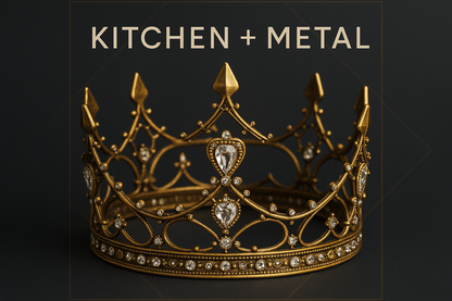 Kitchen + Metal ornate gold crown graphic
