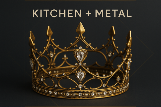 Kitchen + Metal ornate gold crown graphic