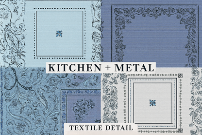 Kitchen + Metal Patchwork Fabric Detail Graphic