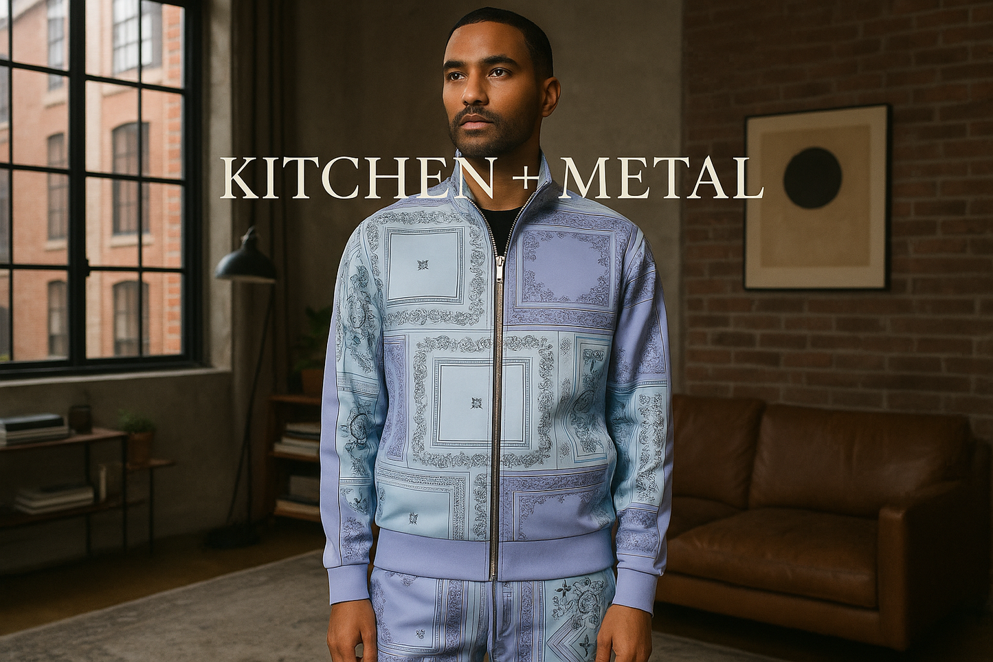 Kitchen + Metal Patchwork Tracksuit Lifestyle Graphic