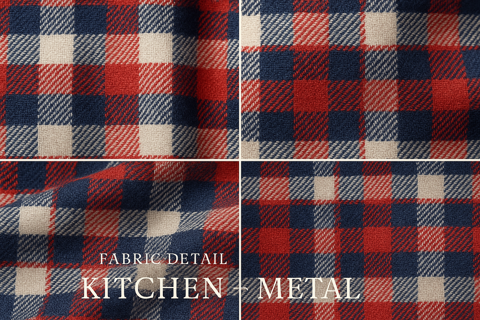 Kitchen + Metal Plaid Fabric Detail Graphic