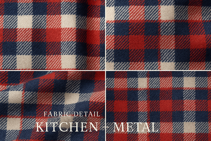 Kitchen + Metal Plaid Fabric Detail Graphic