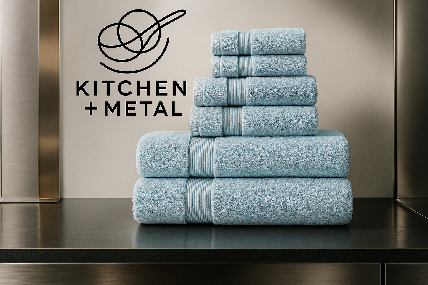 Kitchen + Metal Premium Towel Collection with Brand Logo - 300 DPI