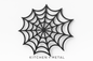 Black spider web design on a white background with 'Kitchen + Metal' text below.