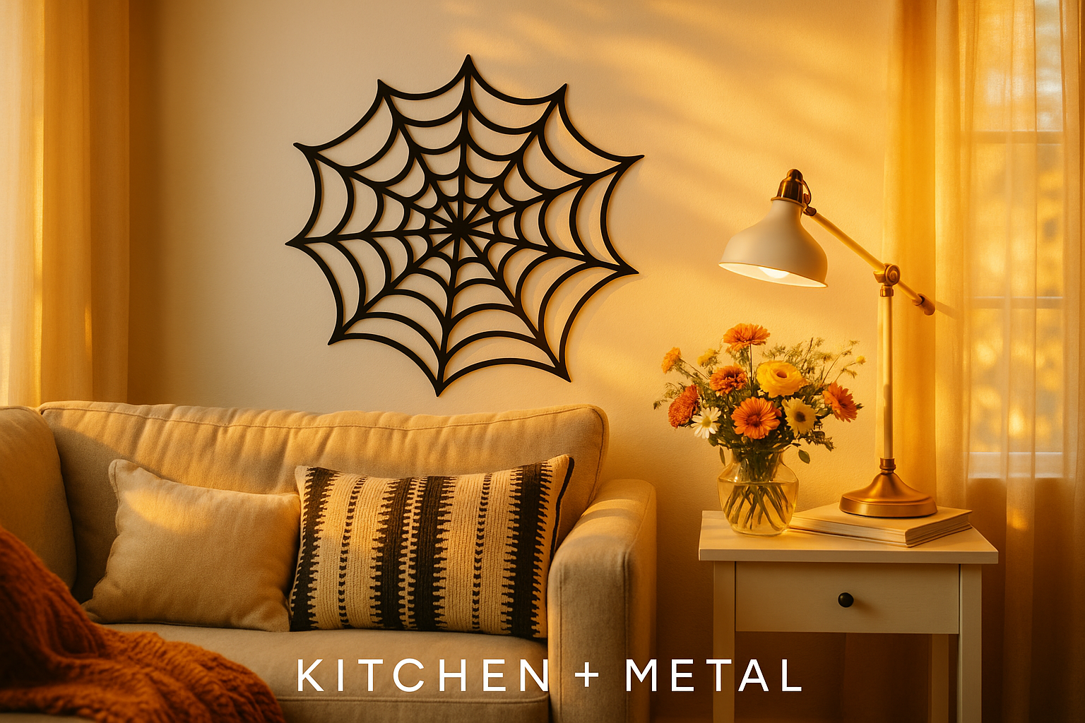 Kitchen + Metal Spider Web Wall Art in Happy Home Setting