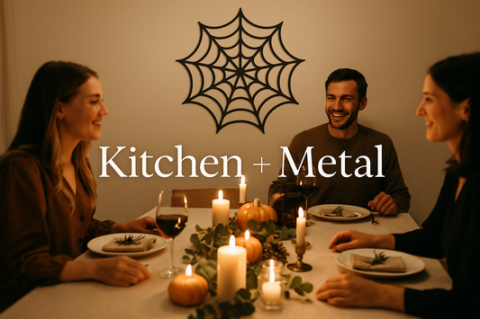Kitchen + Metal Spider Web Wall Art with Brand Typography
