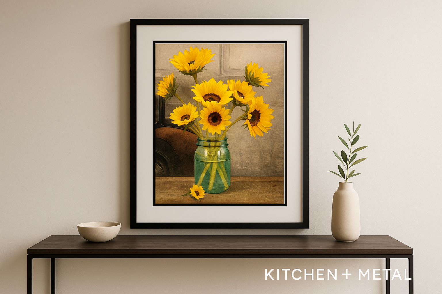 Kitchen + Metal Sunflower Artwork Lifestyle
