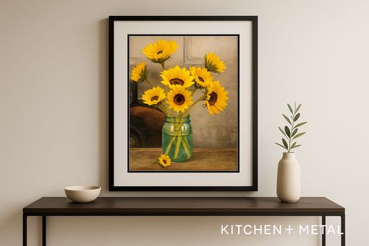 Kitchen + Metal Sunflower Artwork Lifestyle